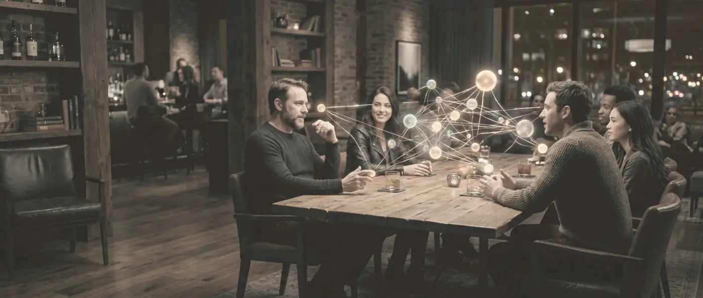 People and their AIs around one table